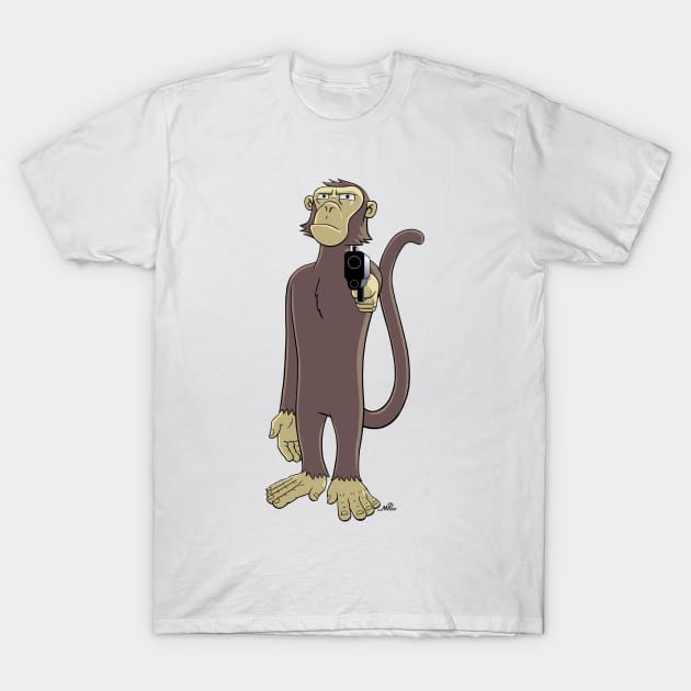 Monkey with a Gun T-Shirt by MoCampobasso